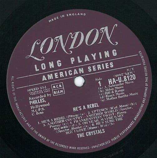 The Crystals He's A Rebel Vinyl LP | Planet Earth Records